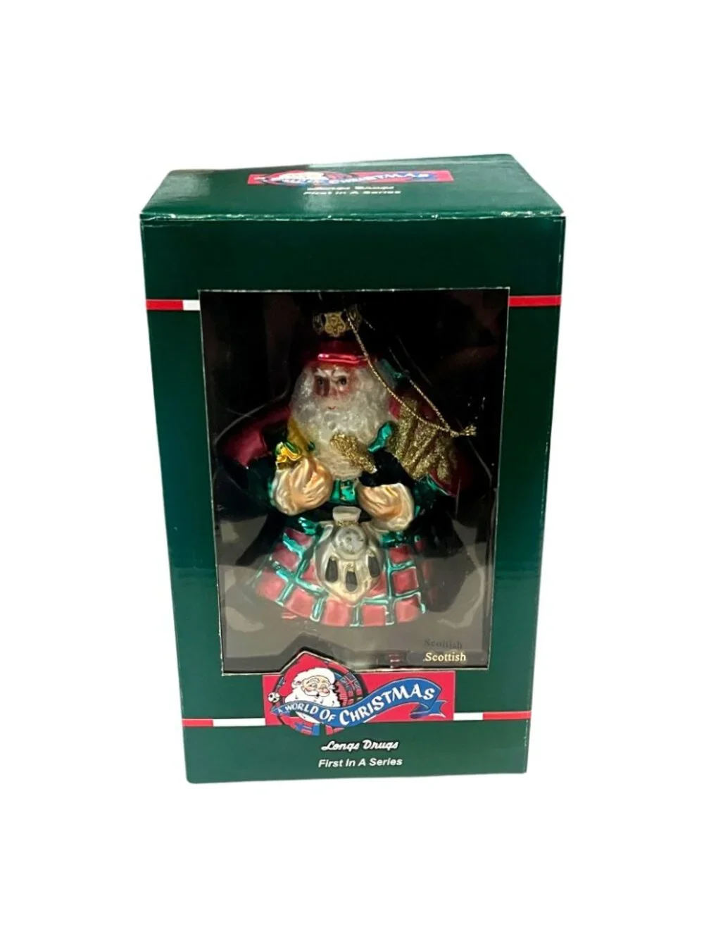 Kurt Adler World of Christmas Scottish Santa Glass Christmas Ornament Longs NEW - Picture 3 of 5